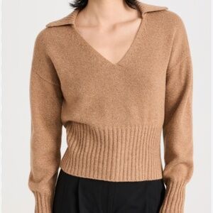 Reformation Beckie Cashmere Collared Sweater in Panko - Size XS